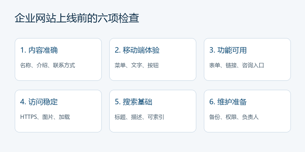 企业网站上线前的六项检查